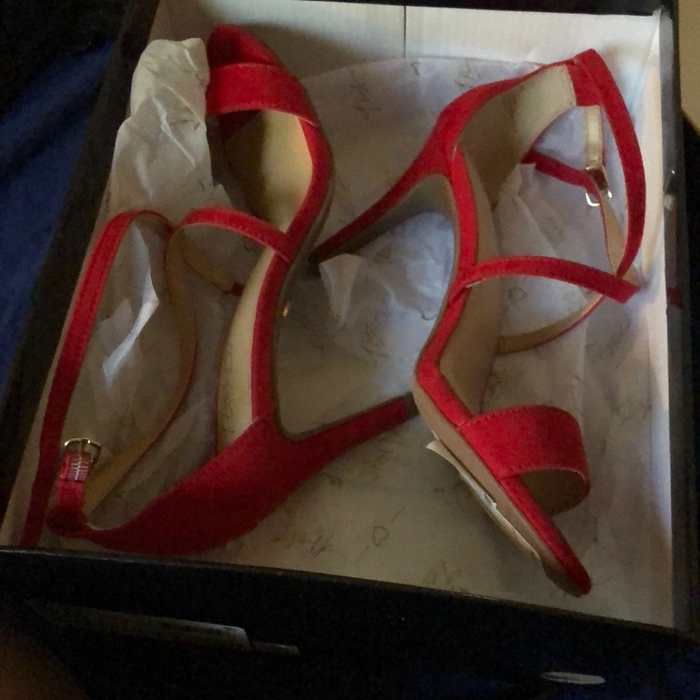 Red strap heels